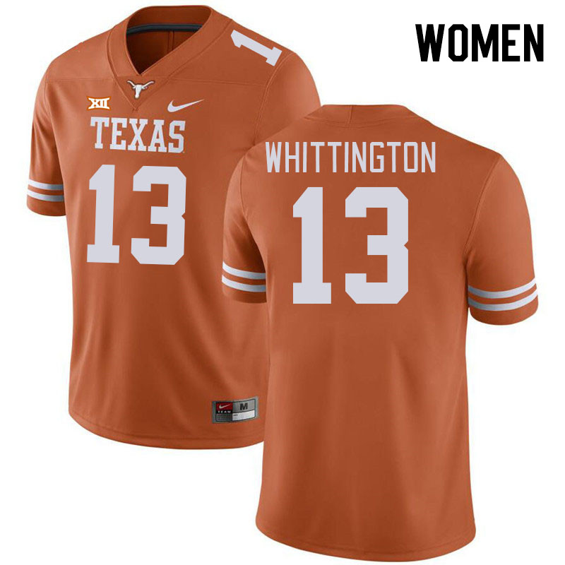 Women #13 Jordan Whittington Texas Longhorns 2023 College Football Jerseys Stitched-Orange